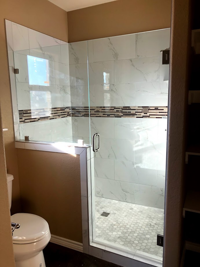 Two-piece frameless shower doors