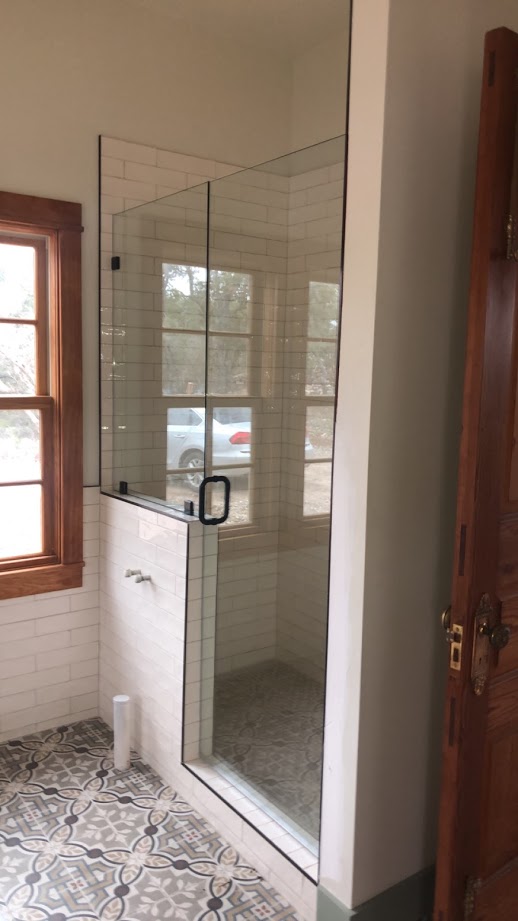 Two-piece frameless shower doors