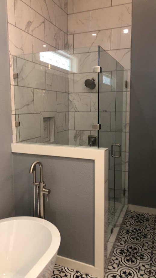 Three Piece frameless shower doors